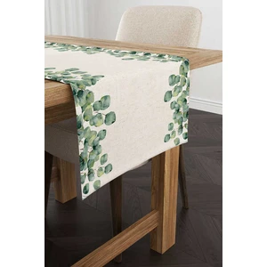 Cango Home Yeşil Krem Yaprak Desenli Dijital Baskılı Runner CGH1102-RN
