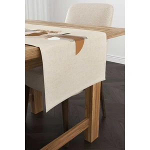 Cango Home Krem Kahverengi Modern Dekoratif Desenli Dijital Baskılı Runner CGH1115-RN