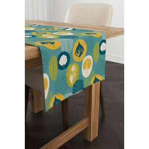 Cango Home Yeşil Sarı Dekoratif Yaprak Desenli Dijital Baskılı Runner CGH1199-RN