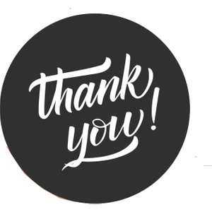 Thank You Sticker Siyah Beyaz 70 Adet
