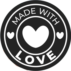 Made With Love Siyah Beyaz Sticker 70 Adet