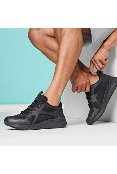 JUMP 26616 Siyah Erkek Günlük Rahat Kalın Tabanlı Yürüyüş Koşu Sneaker Spor Ayakkabı