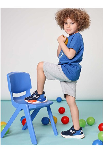 JUMP 27016 Lacivert - Mavi - Neon Turuncu Erkek Çocuk Günlük Rahat Yürüyüş Sneaker Spor Ayakkabı