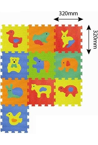 Pazariz 9 Parça Bebek Puzzle Oyun Matı Yer Karosu 33 x 33 cm