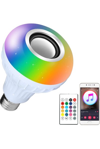 Noas LED Rgb Renk Ampul Işık E27 Bluetooth Kontrolü Akıllı Müzik Ses Hoparlör Lambaları