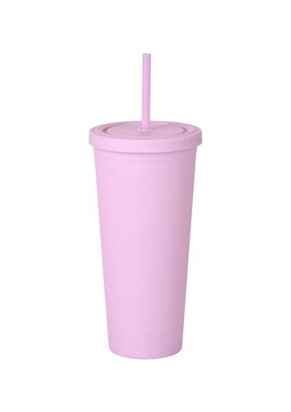 Saman Kupası Kapaklı 2 Katmanlı Kahve Kupa Açık Fincan Su Kupası Büyük Kapasiteli Mat Bitirmek Protable Yaratıcı Plastik Tumbler Tumblers (Yurt Dışından)