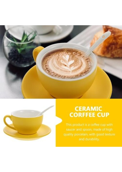 Set Ev Nefis Kahve Fincanı Çanak Seramik Fincan Daire (Sarı) Kupalar (Yurt Dışından)