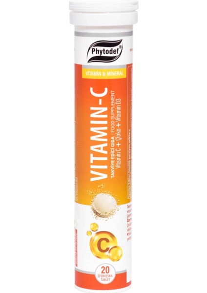 Vitamin C Efervesan Tablet (Portakal Aromalı) - 20 Adet & Sambucus Nigra Efervesan Tablet - 20 Adet