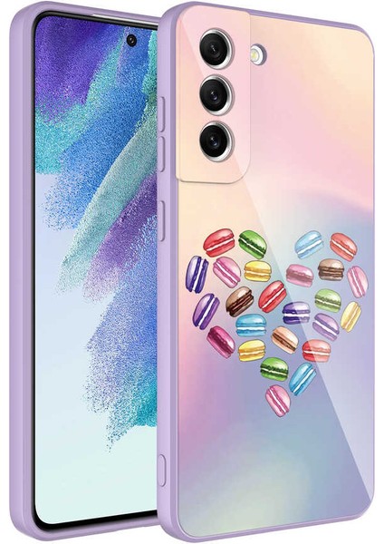 Samsung Galaxy S21 Fe Uyumlu Kılıf Iç Yüzeyi Kadife Kamera Korumalı Parlak Renkli Desenli Kılıf