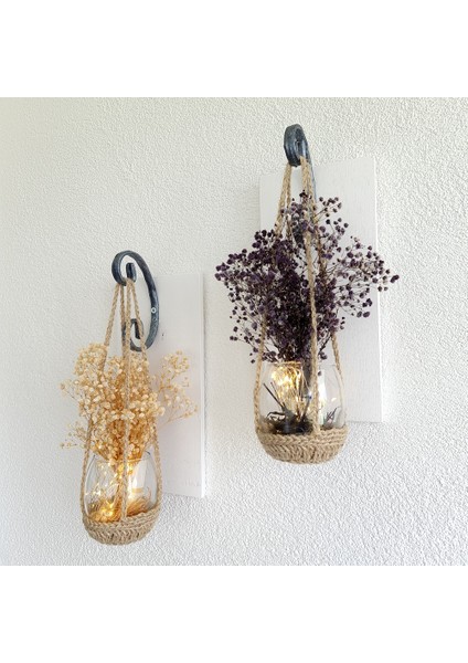 Duvar Dekoru, LED Işıklı, Mor ve Beyaz Cipso Çiçekli Aplik, Beyaz Ikili Set modelleri