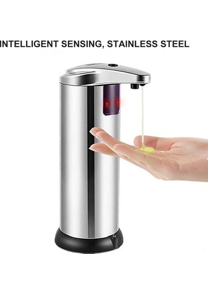 Paslanmaz Çelik Otomatik Sabunluk Kızılötesi Sensörü Dokunuşsuz Sanitizer Dispenser 250ML Banyo Mutfak Için 250ML | Sıvı Sabunluk (Yurt Dışından)