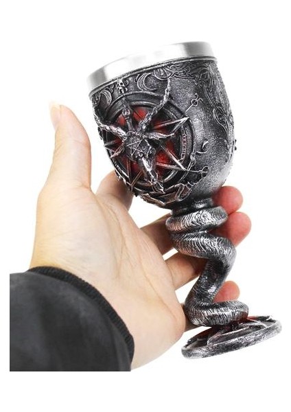 200 ml Baphomet Pentagram Boynuz Kadeh Şarap Cam Gotik Tankard Paslanmaz Çelik Bira Kupası Cadılar Bayramı Hediye | Bira Steins (Bakır) (Yurt Dışından)