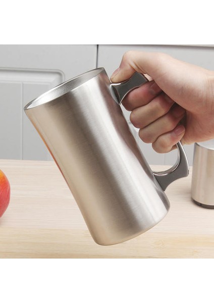 Yalıtımlı Kupası Paslanmaz Çelik Kupalar Kapaklı, 20 Oz Büyük Kupa, Çift Duvar Bira Stein, Saplı Tumbler, Yalıtımlı Bira Kupa | Kupalar (Yurt Dışından)