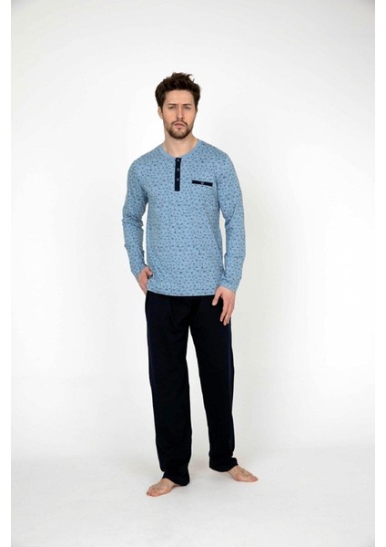 1003 Erkek Pamuklu Süpem Penye Dokuma Pijama Takımı