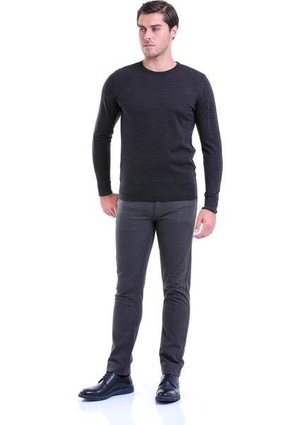 Erkek Antrasit Klasik Bisiklet Yaka Regular Fit Triko modelleri