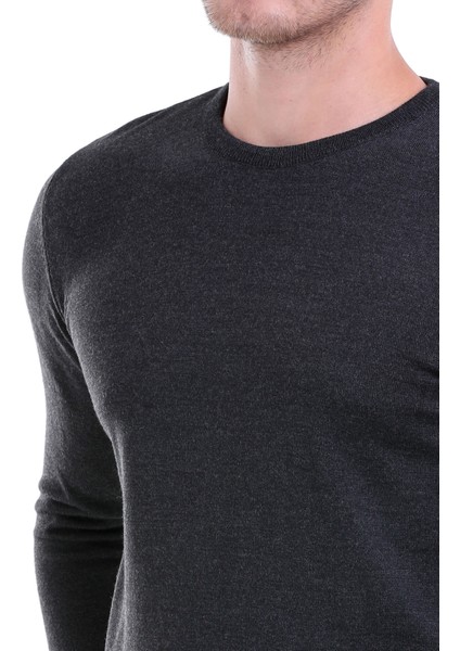 Erkek Antrasit Klasik Bisiklet Yaka Regular Fit Triko fırsatları