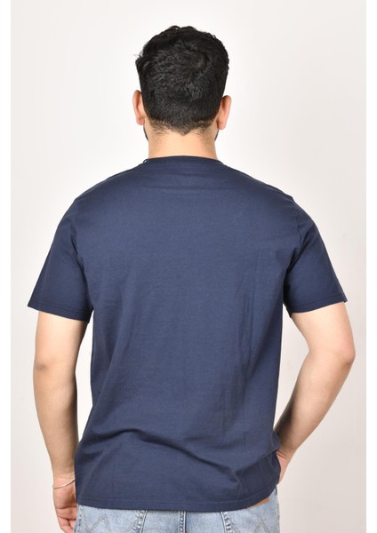 L65QAIEE Erkek Lacivert Bisiklet Yakat-Shirt
