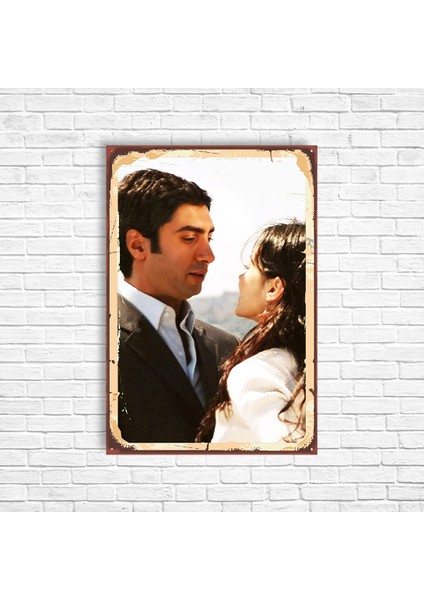 Kurtlar Vadisi Polat ve Elif Retro Ahşap Poster
