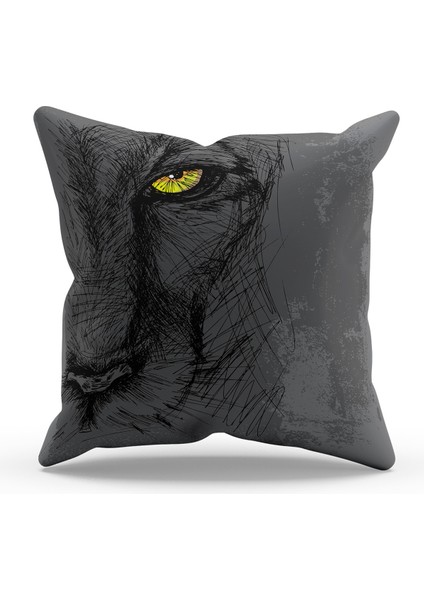 Çift Tarafı Baskılı Tiger Eye Desenli Tekli Süet Kırlent Kılıfı