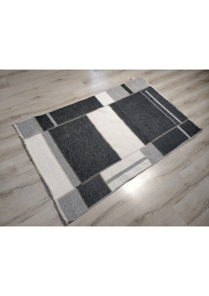 NOA 08 Grey Antrasit Hav Toz Vermez Yıkanabilir Çift Taraflı İnce Modern İskandinav Kilim