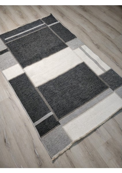 NOA 08 Grey Antrasit Hav Toz Vermez Yıkanabilir Çift Taraflı İnce Modern İskandinav Kilim