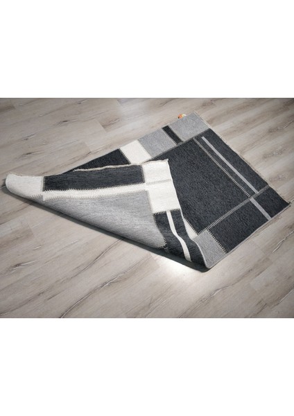 NOA 08 Grey Antrasit Hav Toz Vermez Yıkanabilir Çift Taraflı İnce Modern İskandinav Kilim