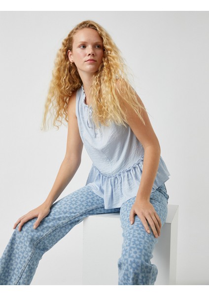 Koton Kolsuz Bluz Bağlama Detaylı Saten Görünümlü