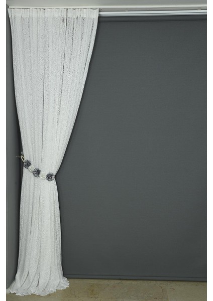 Mikro Model Kırık Beyaz Renk Hazır Dikilmiş Pileli Fon Perde 300 x 260 cm