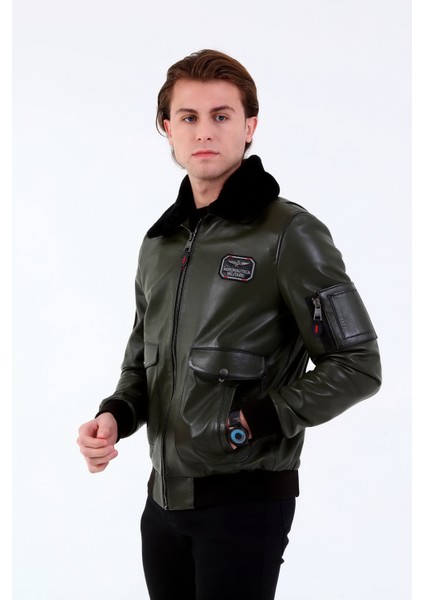 Erkek Deri Pilot Mont