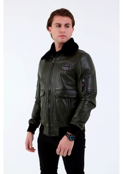 Erkek Deri Pilot Mont