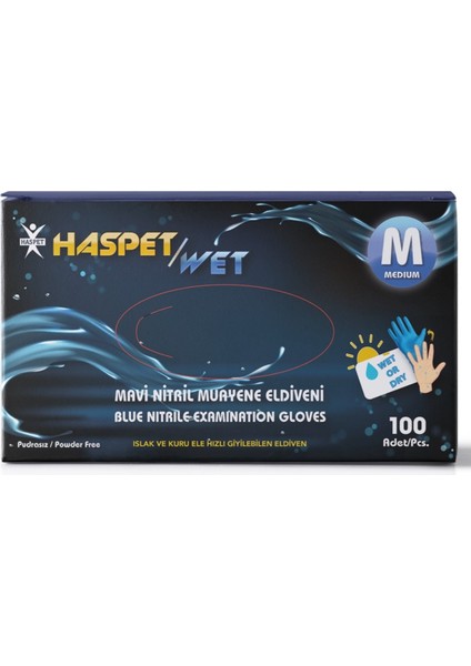 Has - Pet Wet 3'lü Mavi Nitril Eldiven M