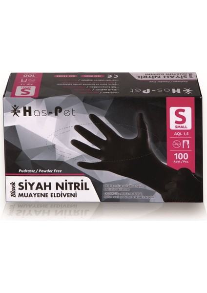 Has - Pet Siyah Nitril Eldiven S