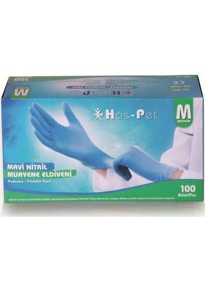 Has - Pet 5'li Mavi Nitril Eldiven M