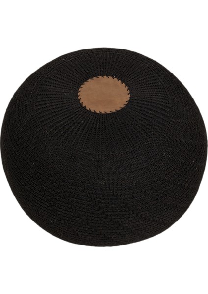 El Yapımı Yayvan Örgü Puf Siyah fiyatları