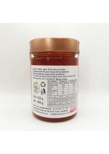 Anniçka Gelincik ve Çıtırbalkabağı Reçeli 2X400 gr modelleri