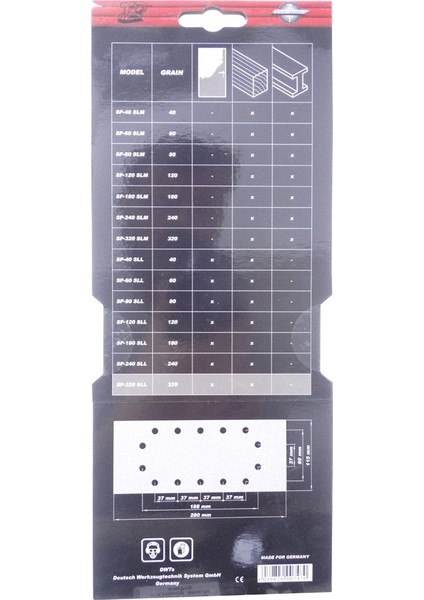 SP-80SLL Dikdörtgen Delikli Zımpara Kağıdı 115X280MM 80 Kum