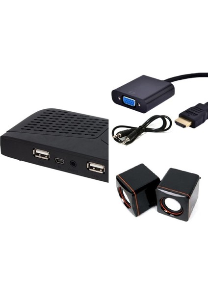 Monitörü Tv Yapma Aparatı Hd Uydu ve HDMI VGA Çevirici ve Hoparlör 3 Lü Set