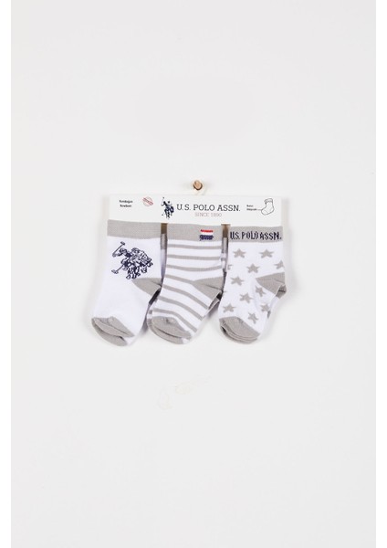 Lisanslı Patterned Gri Erkek Bebek Çorap
