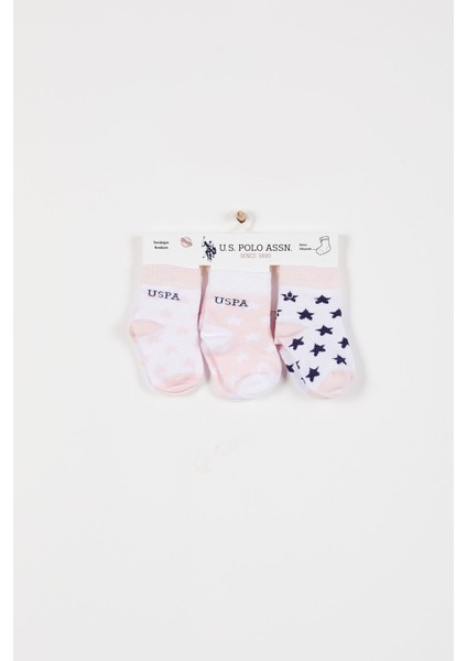 Lisanslı Star Pembe Kız Bebek 3'lü Çorap Takım