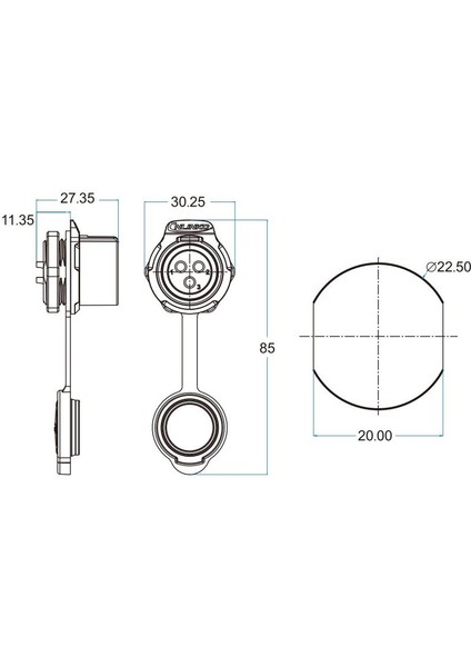 LP-20-J03SX-03-101 3-Pin Su Geçirmez Konnektör - Dişi fiyatları