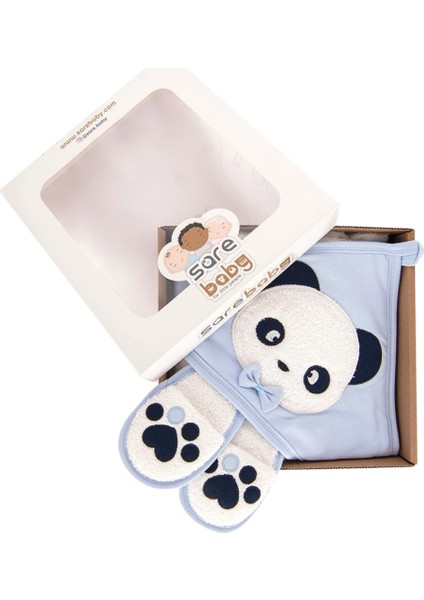 Sarebaby Sevimli Panda Erkek Bebek Bornoz Takımı Yeni Sezon