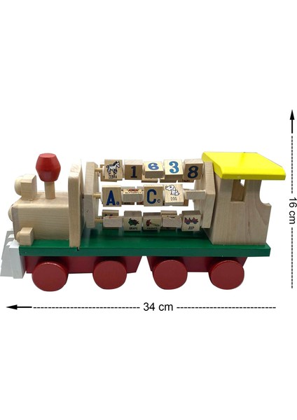 Eğitici Ahşap Oyuncak Büyük Boy Sayılar ve Alfabe Temalı Tren