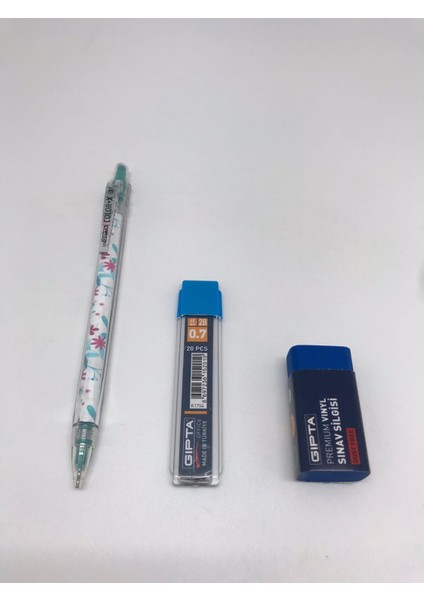 Color-X2 0.7 Versatil Kalem + Gıpta 0.7 2b 60MM Uc + Gıpta Premium Mavi Sınav Silgisi