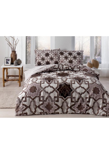 Pamuk Saten Nevresim Takımı Loretto Kahve Çift Kişilik