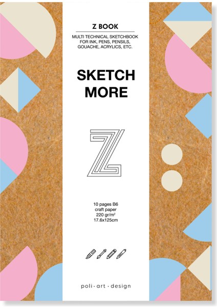 Zigzag Kraft Eskiz Defteri 1,25 M. Karışık Teknikler Için Zigzag Panoramic Sketchbook