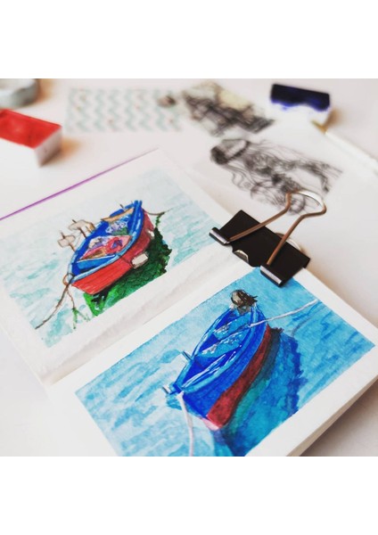 Minyatürler Için Eskiz Defteri Suluboya ve Grafik Için Mini Sketchbook