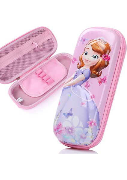 3D Sevimli Çizgi Desen Baskılı Kalem Kutusu - Pembe (Yurt Dışından)