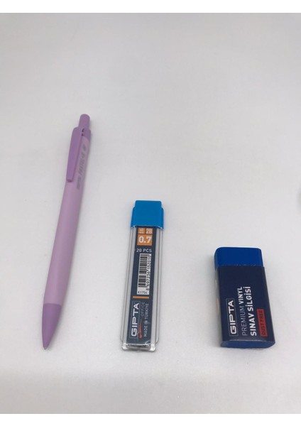 Pastel-X 0.7 Versatil Kalem + Gıpta 0.7 2b 60MM Uc + Gıpta Premium Mavi Sınav Silgisi