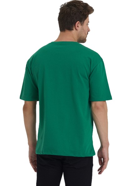 Erkek Basic Oversize Bisiklet Yaka %100 Pamuk Kısa Kol T-Shirt