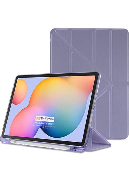 Samsung Tab A8 10.5 SM-X200 / SM-X205 Uyku Modlu Origami Kalem Bölmeli Pu Deri Kılıf